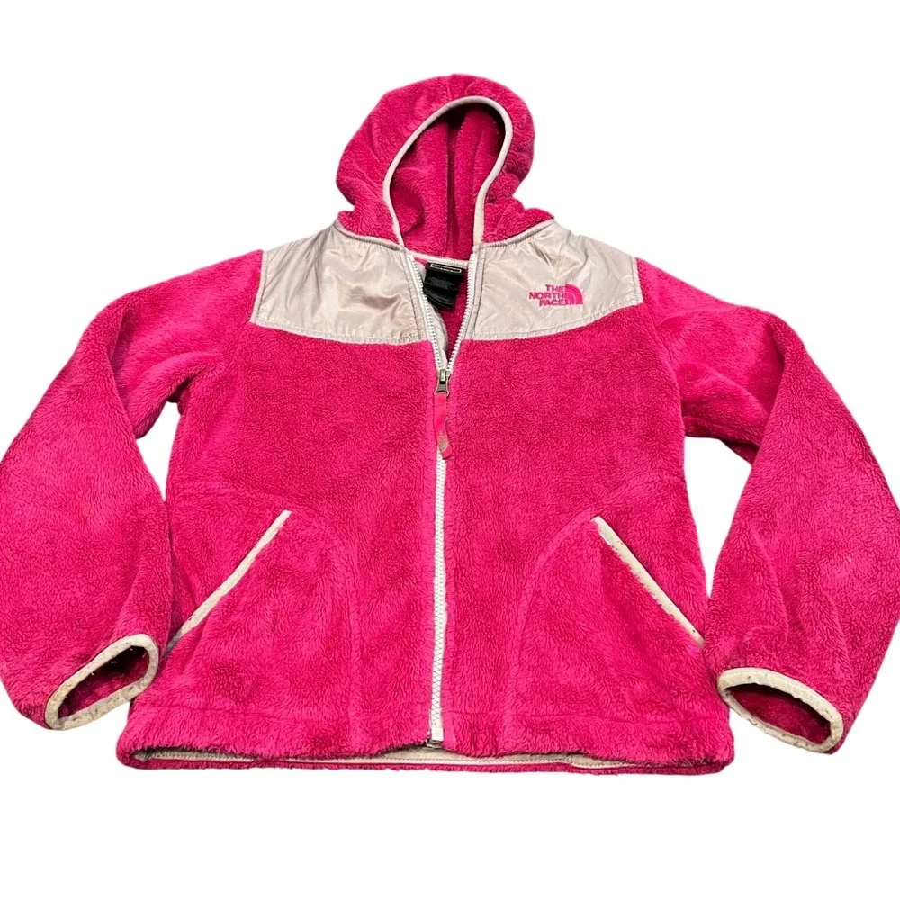 The North Face Fleece Hoodie Girls S 7/8 Pink Full Zip Hooded Jacket